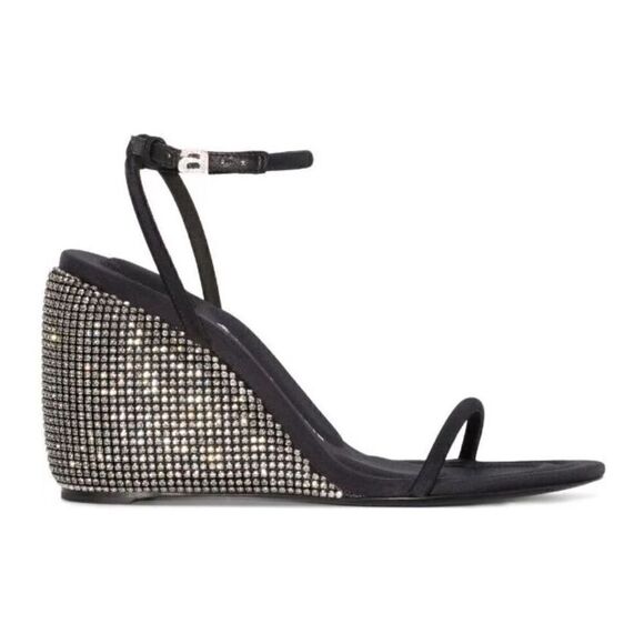 Alexander Wang Dahlia Crystal-Embellished Wedge 105mm Sandals NWOB Size 37 - Picture 1 of 11